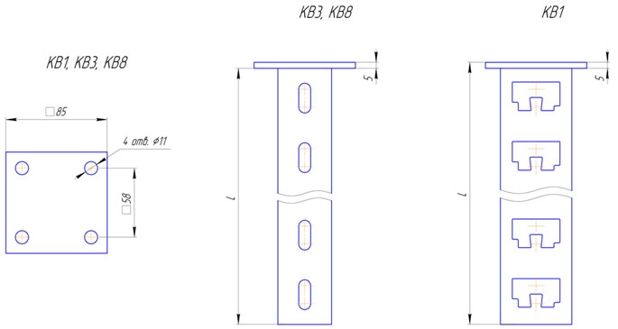 Размеры вертикальных консолей