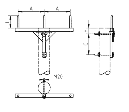 Одноцепная промежуточная траверса с горизонтальным расположением фаз SH151.0 (6–20 кВ)