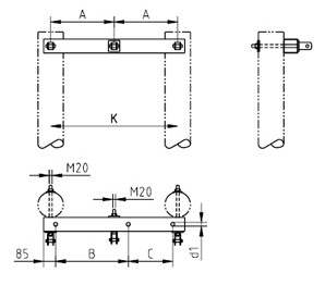 Одноцепная концевая траверса с горизонтальным расположением фаз SH156 (6–20 кВ)