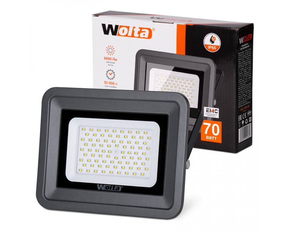 Светодиодный прожектор WFL-70W/06, 5500K, 70 W, IP 65